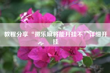 教程分享“微乐麻将能开挂不”详细开挂