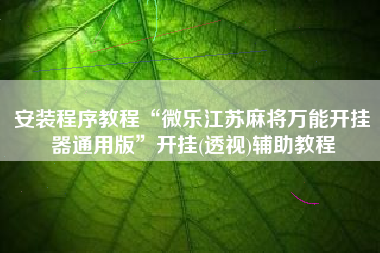 安装程序教程“微乐江苏麻将万能开挂器通用版”开挂(透视)辅助教程