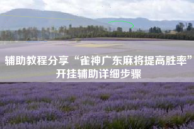 辅助教程分享“雀神广东麻将提高胜率”开挂辅助详细步骤