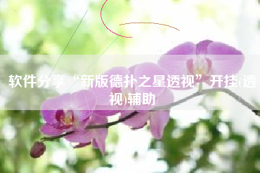 软件分享“新版德扑之星透视”开挂(透视)辅助