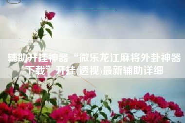 辅助开挂神器“微乐龙江麻将外卦神器下载	”开挂(透视)最新辅助详细