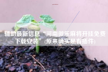 辅助最新信息“河南微乐麻将开挂免费下载安装	”(原来确实是有插件)