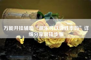万能开挂辅助“微乐可以调胜率吗	”详细分享装挂步骤