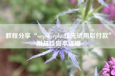 教程分享“wepokerplus挂先试用后付款”附开挂脚本详细
