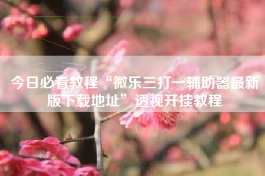 今日必看教程“微乐三打一辅助器最新版下载地址”透视开挂教程