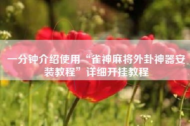 一分钟介绍使用“雀神麻将外卦神器安装教程	”详细开挂教程