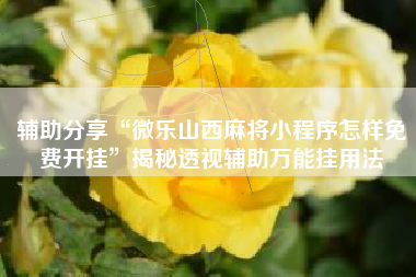 辅助分享“微乐山西麻将小程序怎样免费开挂	”揭秘透视辅助万能挂用法