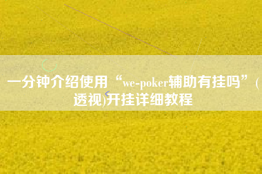 一分钟介绍使用“we-poker辅助有挂吗”(透视)开挂详细教程