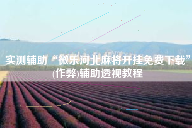 实测辅助“微乐河北麻将开挂免费下载”(作弊)辅助透视教程