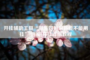 开挂辅助工具“微乐四川麻将能不能用挂	”(透视)开挂详细教程