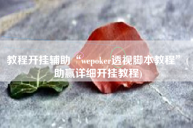 教程开挂辅助“wepoker透视脚本教程”(助赢详细开挂教程)