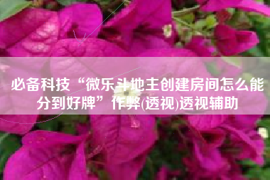 必备科技“微乐斗地主创建房间怎么能分到好牌”作弊(透视)透视辅助