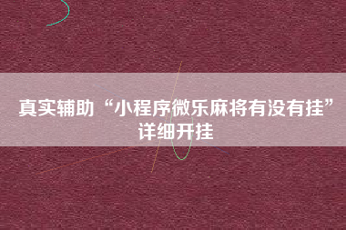 真实辅助“小程序微乐麻将有没有挂”详细开挂