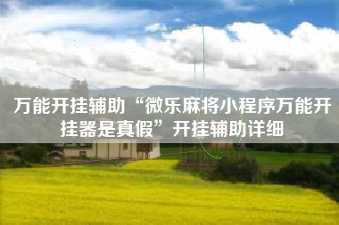 万能开挂辅助“微乐麻将小程序万能开挂器是真假	”开挂辅助详细