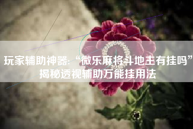 玩家辅助神器:“微乐麻将斗地主有挂吗	”揭秘透视辅助万能挂用法