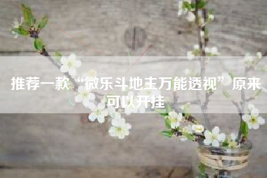 推荐一款“微乐斗地主万能透视”原来可以开挂