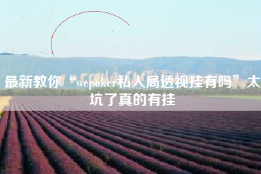 最新教你“wepoker私人局透视挂有吗	”太坑了真的有挂