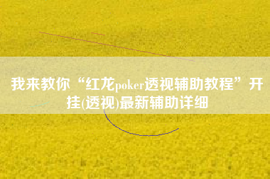 我来教你“红龙poker透视辅助教程”开挂(透视)最新辅助详细