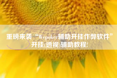 重磅来袭“Wepoker辅助开挂作弊软件	”开挂(透视)辅助教程!