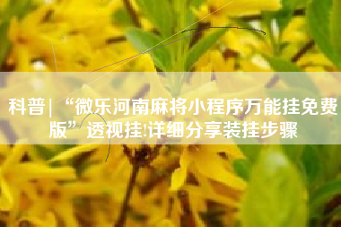 科普|“微乐河南麻将小程序万能挂免费版”透视挂!详细分享装挂步骤