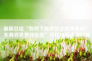 最新总结“如何下载微信小程序雀神广东麻将免费开挂器	”开挂辅助透视教程