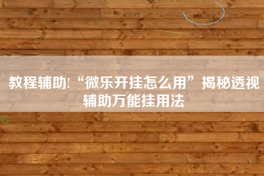 教程辅助!“微乐开挂怎么用”揭秘透视辅助万能挂用法