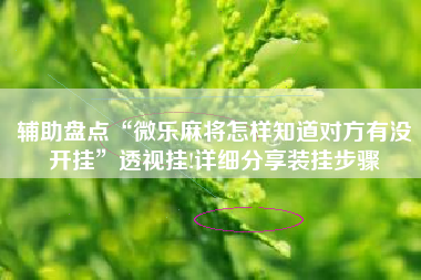 辅助盘点“微乐麻将怎样知道对方有没开挂	”透视挂!详细分享装挂步骤