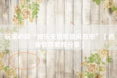 玩家必读“微乐充值能提高胜率”【透视软件教程分享】