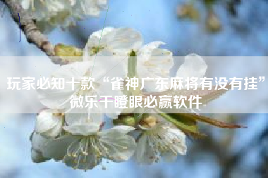 玩家必知十款“雀神广东麻将有没有挂	”微乐干瞪眼必赢软件