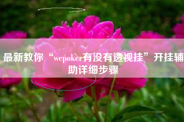 最新教你“wepoker有没有透视挂”开挂辅助详细步骤