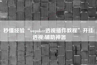 秒懂经验“wepoker透视插件教程	”开挂(透视)辅助神器