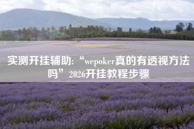 实测开挂辅助:“wepoker真的有透视方法吗”2026开挂教程步骤