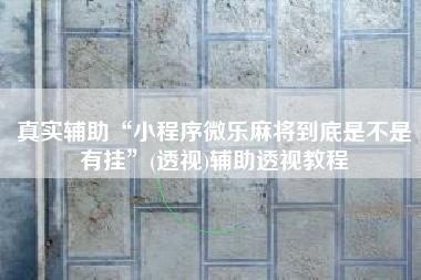 真实辅助“小程序微乐麻将到底是不是有挂”(透视)辅助透视教程