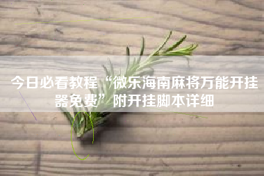 今日必看教程“微乐海南麻将万能开挂器免费”附开挂脚本详细