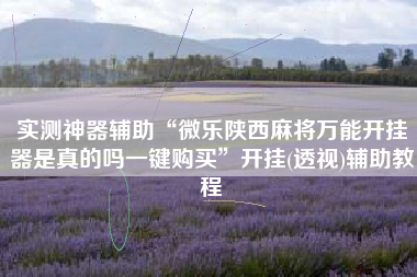 实测神器辅助“微乐陕西麻将万能开挂器是真的吗一键购买”开挂(透视)辅助教程