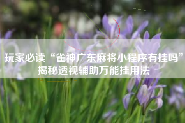 玩家必读“雀神广东麻将小程序有挂吗	”揭秘透视辅助万能挂用法