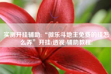 实测开挂辅助:“微乐斗地主免费的挂怎么弄	”开挂(透视)辅助教程!