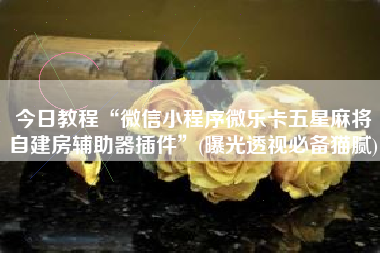 今日教程“微信小程序微乐卡五星麻将自建房辅助器插件”(曝光透视必备猫腻)