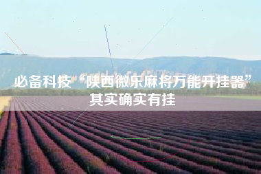 必备科技“陕西微乐麻将万能开挂器”其实确实有挂