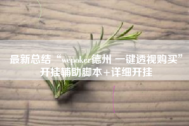 最新总结“wepoker德州 一键透视购买	”开挂辅助脚本+详细开挂