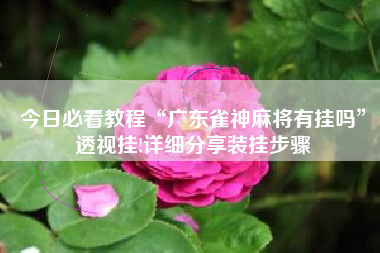 今日必看教程“广东雀神麻将有挂吗	”透视挂!详细分享装挂步骤