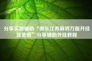 分享实测辅助“微乐江苏麻将万能开挂器免费”分享辅助外挂教程