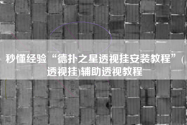 秒懂经验“德扑之星透视挂安装教程”(透视挂)辅助透视教程