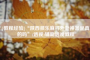 [教程经验]“陕西微乐麻将外卦神器是真的吗	”(透视)辅助透视教程