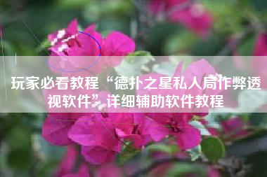 玩家必看教程“德扑之星私人局作弊透视软件	”详细辅助软件教程