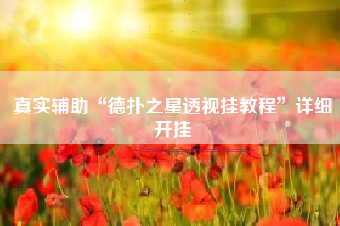 真实辅助“德扑之星透视挂教程”详细开挂