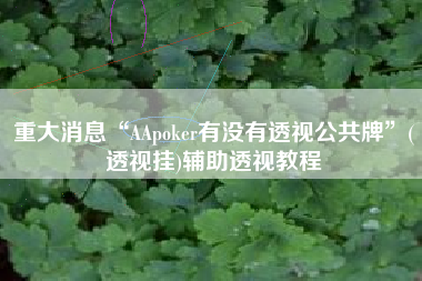 重大消息“AApoker有没有透视公共牌”(透视挂)辅助透视教程