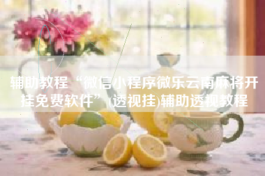 辅助教程“微信小程序微乐云南麻将开挂免费软件”(透视挂)辅助透视教程