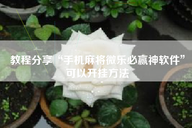 教程分享“手机麻将微乐必赢神软件”可以开挂方法