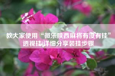 教大家使用“微乐陕西麻将有没有挂	”透视挂!详细分享装挂步骤